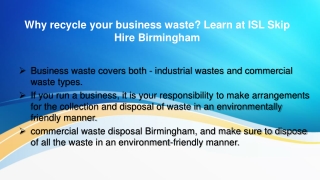 Why recycle your business waste? Learn at ISL Skip Hire Birmingham