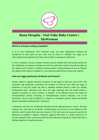 Rana Hospita - Test Tube Baby Centre | ElaWoman