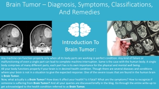 Brain Tumor – Diagnosis, Symptoms, Classifications, And Remedies - Denesa Health