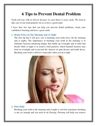 6 Tips to Prevent Dental Problem