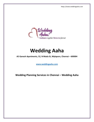 Wedding planning services in chennai -Wedding Aaha