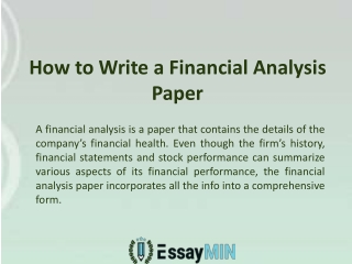 Take Guidance of EssayMin to Write a Financial Analysis Paper