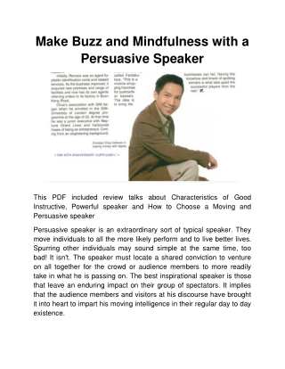 Make Buzz and Mindfulness with a Persuasive Speaker