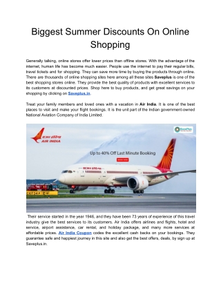 Biggest Summer Discounts On Online Shopping