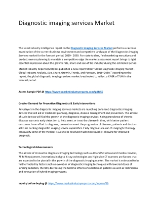 Diagnostic imaging services Market Global Industry Share, Segments & Key Drivers, 2019–2030