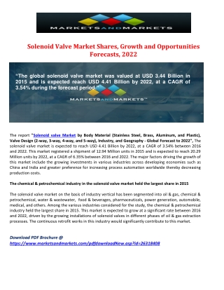 Solenoid Valve Market Shares, Growth and Opportunities Forecasts, 2022