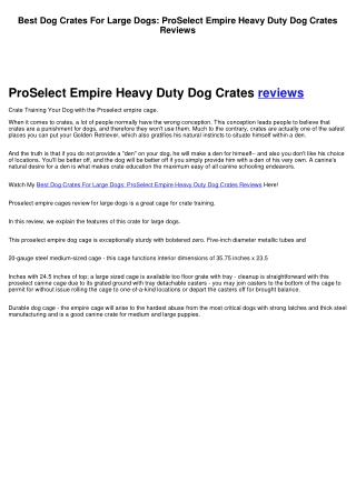 Best Dog Crates For Large Dogs: ProSelect Empire Heavy Duty Dog Crates Reviews