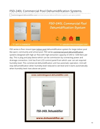 FSD-240L Commercial Pool Dehumidification Systems. #commercialpooldehumidifier #humiditycontrol