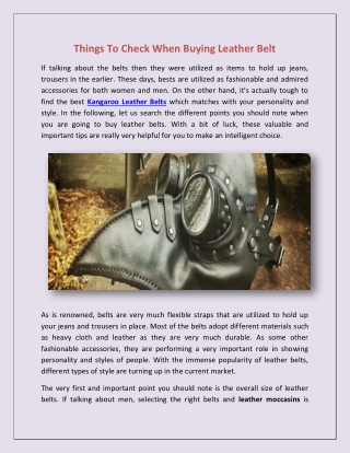 Things To Check When Buying Leather Belt