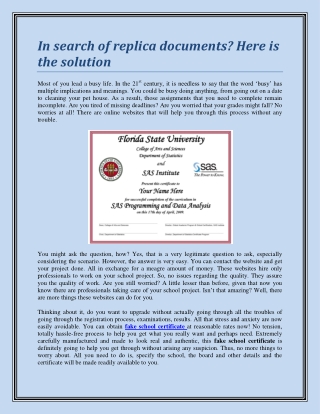 In search of replica documents? Here is the solution