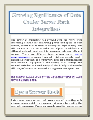 Growing Significance of Data Center Server Rack Integration!