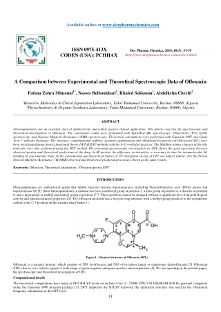 A Comparison between Experimental and Theoretical Spectroscopic Data of Ofloxacin