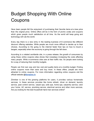 Budget Shopping With Online Coupons