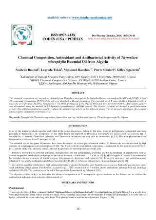 Chemical Composition, Antioxidant and Antibacterial Activity of Thymelaea microphylla Essential Oil from Algeria