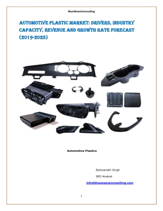 Global Automotive Plastic: Industry Outlook, Size & Forecast 2018 To 2025