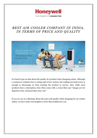 Best Air Cooler Company in India