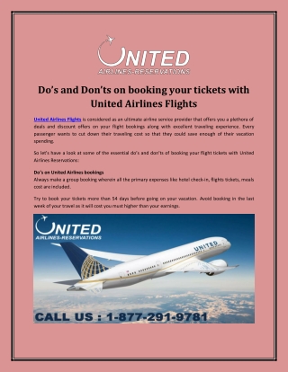 Do’s and Don’ts on booking your tickets with United Airlines Flights