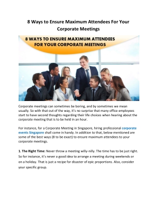 8 Ways To Ensure Maximum Attendees For Your Corporate Meetings