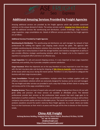 Additional Amazing Services Provided By Freight Agencies