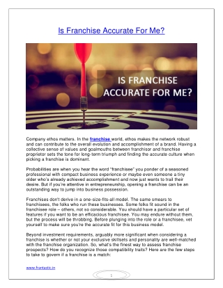 Is Franchise Accurate For Me?
