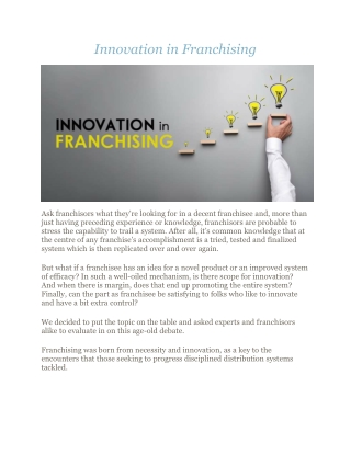 Innovation in Franchising Ask
