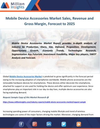 Mobile Device Accessories Market Sales, Revenue and Gross Margin, Forecast to 2025