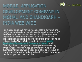 Mobile Application Development Company in Mohali and Chandigarh | India Web Wide