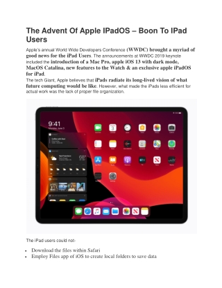 Apple iPadOS – An Exclusive Dedicated Operating System for iPads