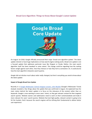Broad Core Algorithm: Things to Know About Google’s Latest Update