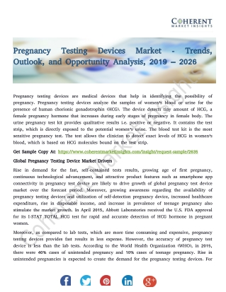 Pregnancy Testing Devices Market - Trends, Outlook, and Opportunity Analysis, 2019 – 2026