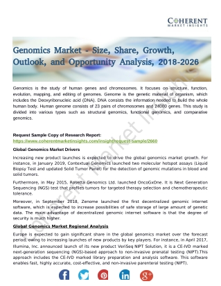 Genomics Market Are Made : An Overview To The Future Opportunities Over The Globe