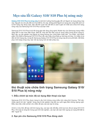 Mẹo sửa lỗi Galaxy S10/ S10 Plus bị nóng máy