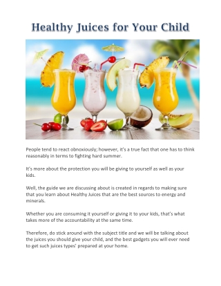 Healthy Juices for Your Child
