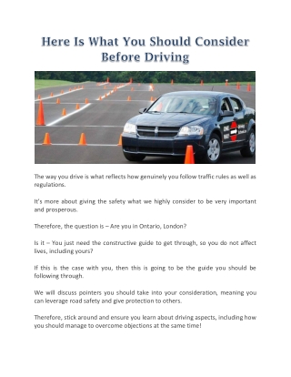 Here Is What You Should Consider Before Driving