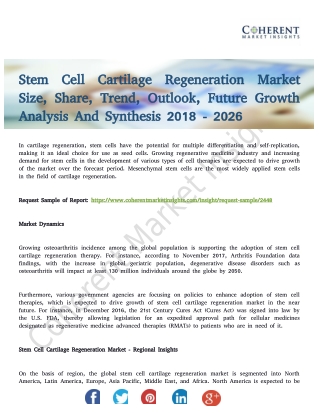 Stem Cell Cartilage Regeneration Market Upcoming Trends Analysis Till 2026