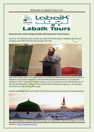 rdable Umrah Package provided by Labaik Tours, LLC.