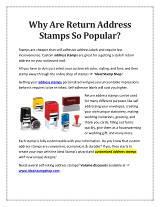 Why Are Return Address Stamps So Popular?