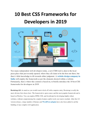 10 Best CSS Frameworks for Developers in 2019