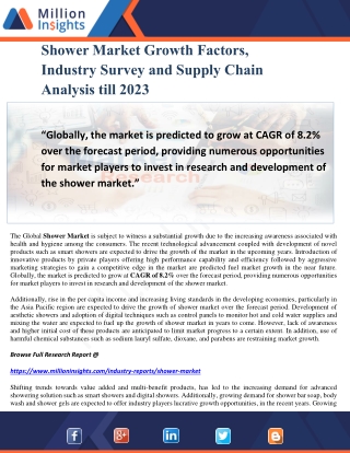 Shower Market Growth Factors, Industry Survey and Supply Chain Analysis till 2023