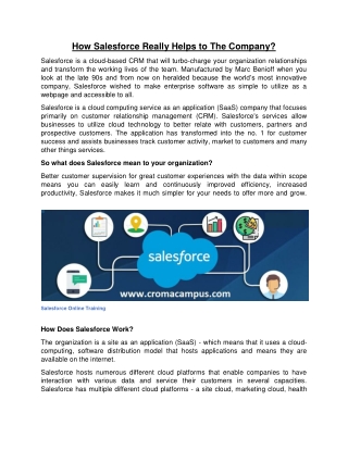 How Salesforce Really Helps to The Company | Croma Campus