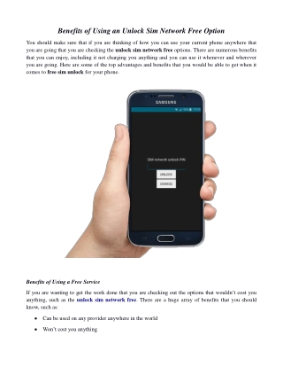 Benefits of Using an Unlock Sim Network Free Option