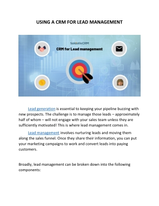 Using a CRM for Lead Management - Solastis