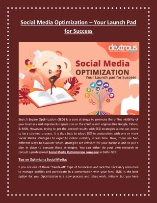 Social Media Optimization – Your Launch pad for Success