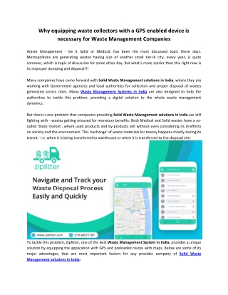 Why equipping waste collectors with a GPS enabled device is necessary for Waste Management Companies