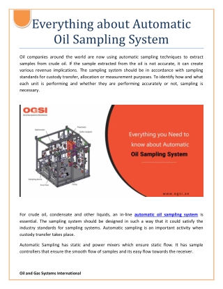 Everything you need to know about Automatic Oil Sampling System