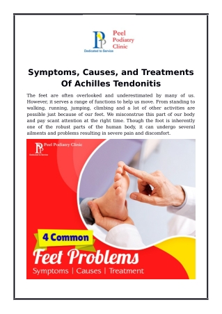 Symptoms, Causes And Treatment Of 4 Common Feet Problems