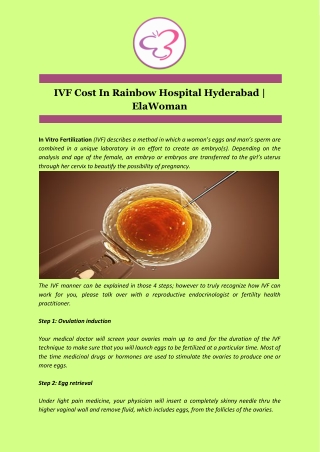 IVF Cost In Rainbow Hospital Hyderabad | ElaWoman