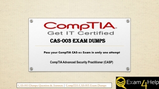 CAS-003 Exam Dumps CAS-003 Questions 100% Valid and Latest | Exam4Help.com Useful CAS-