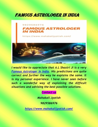 Famous Astrologer In India