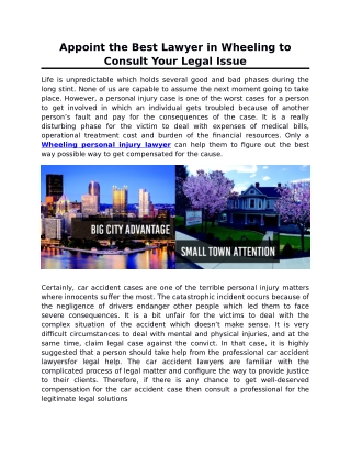 Appoint the Best Lawyer in Wheeling to Consult Your Legal Issue